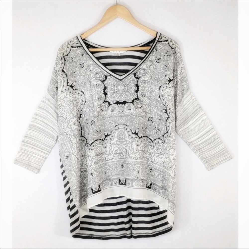 CAbi bandana printed 3/4 sleeve top size small